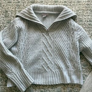 Sincerely Jules Gray Cowl Neck Sweater with Ribbed Knit